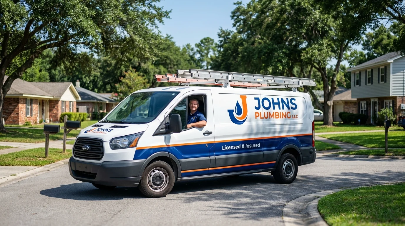 Johns Plumbing LLC service van in San Marino, CA