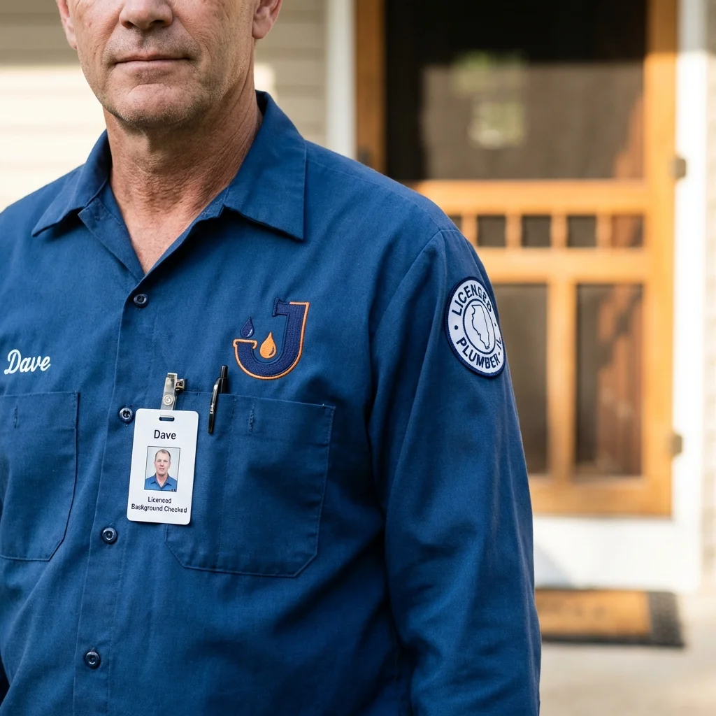 Licensed plumber showing ID badge in San Marino, CA