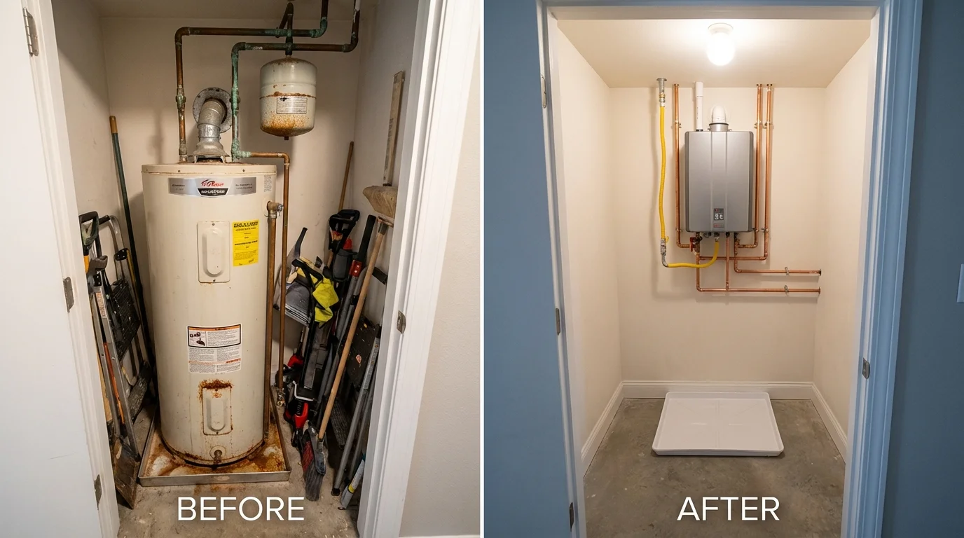 Tank water heater versus wall-mounted tankless unit comparison for San Marino, CA homeowners