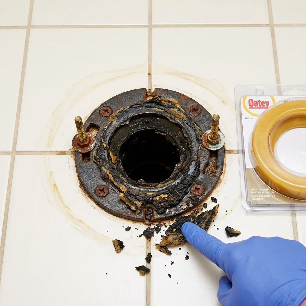Failed wax ring showing water seepage at the base of a toilet in a San Marino, CA home